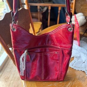 Red Leather Rosetti Purse